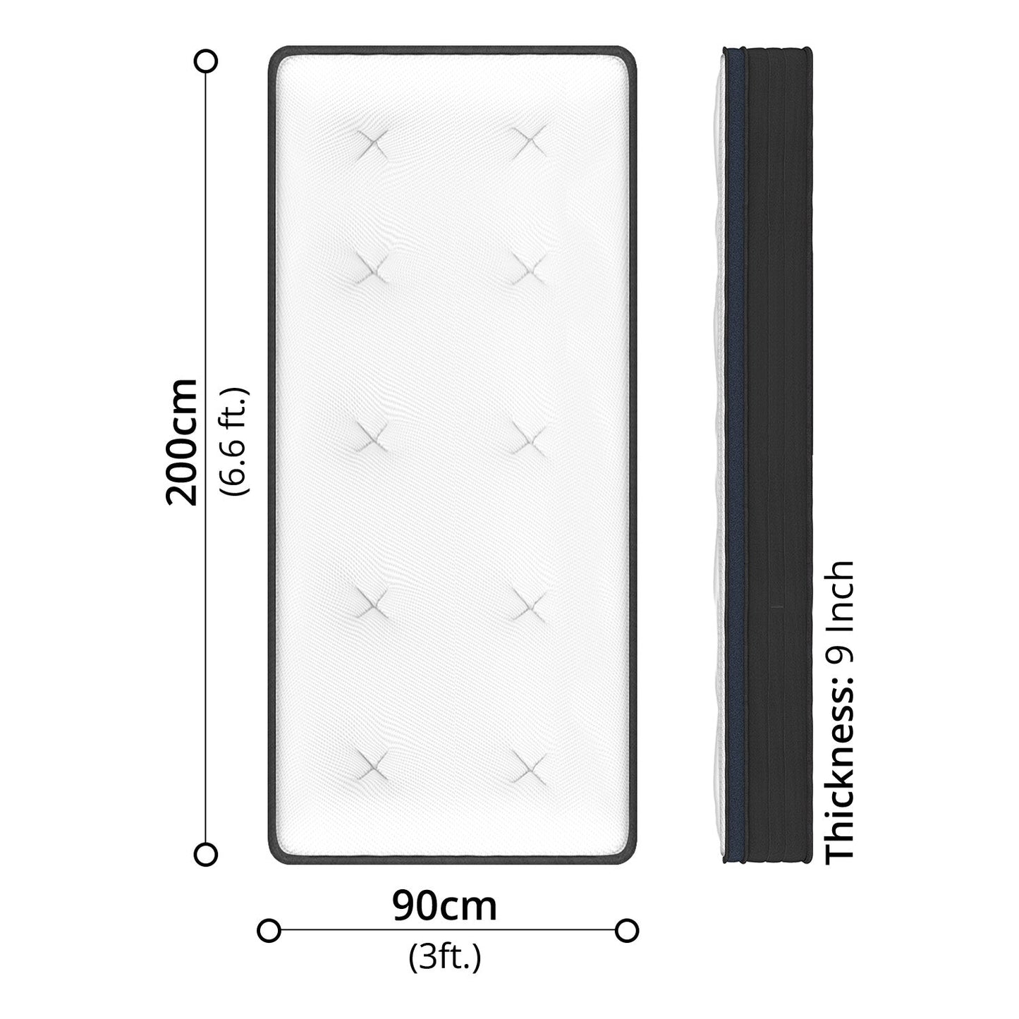 KUKA-HOME Cooling Spring Mattress Single (90 x 200cm)