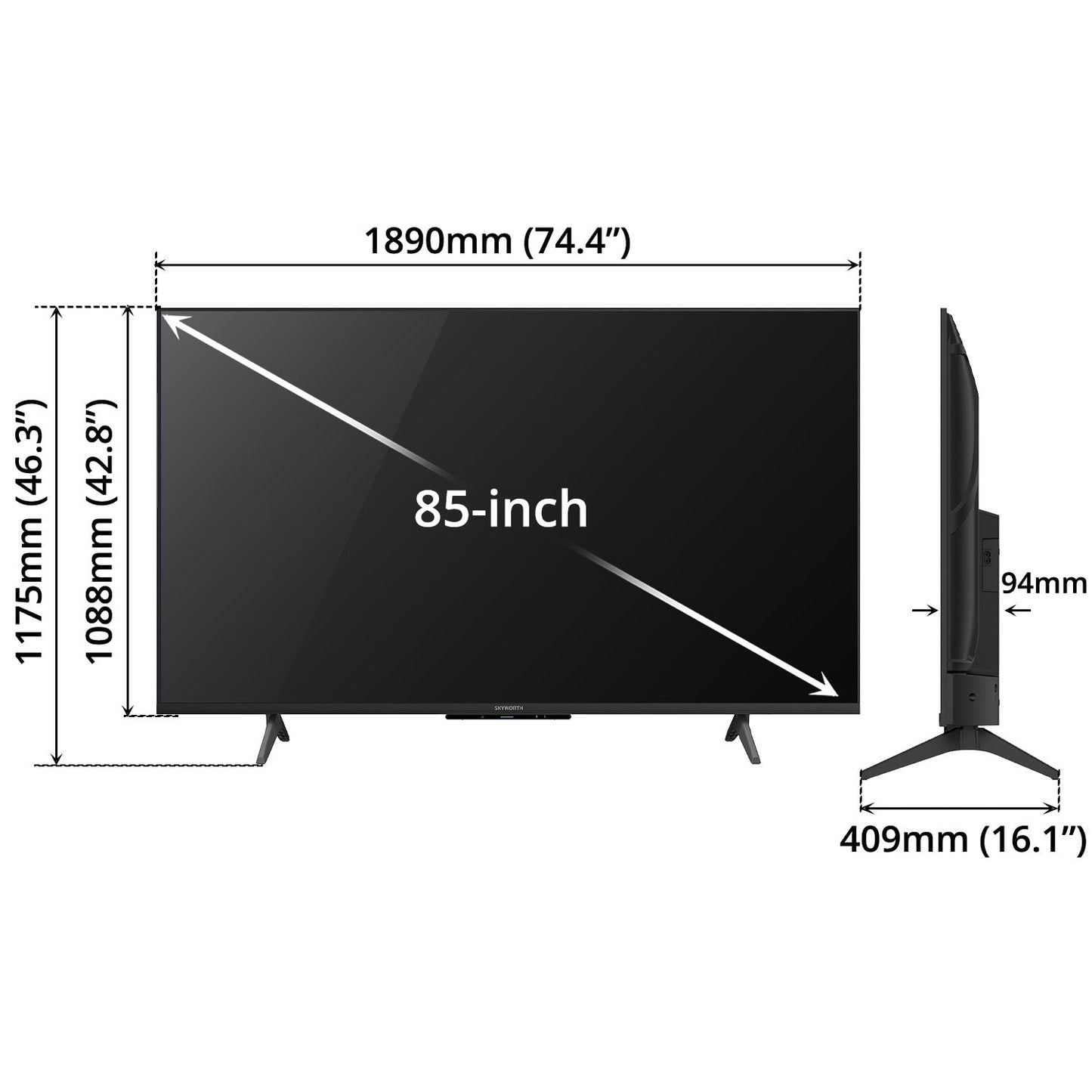 SKYWORTH 4K QLED Google TV 85inch