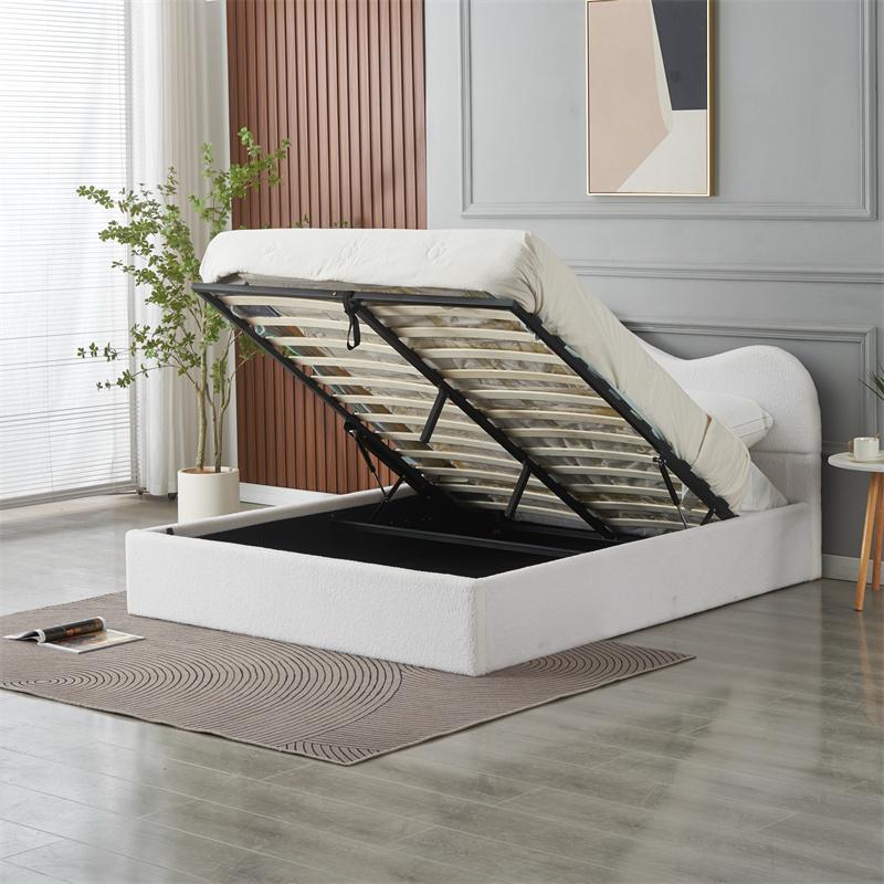 RIFA Fluffy Cloud White Storage Bed Queen