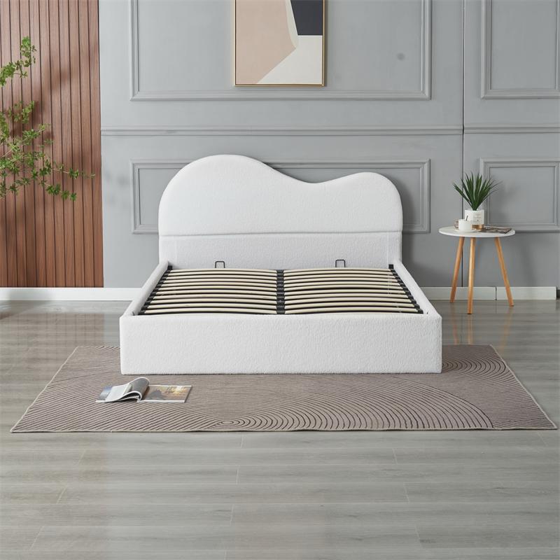 RIFA Fluffy Cloud White Storage Bed Queen