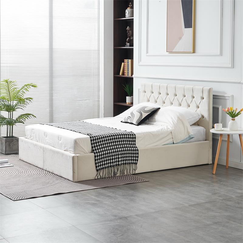 RIFA White Velvet Storage Bed Queen 6.3