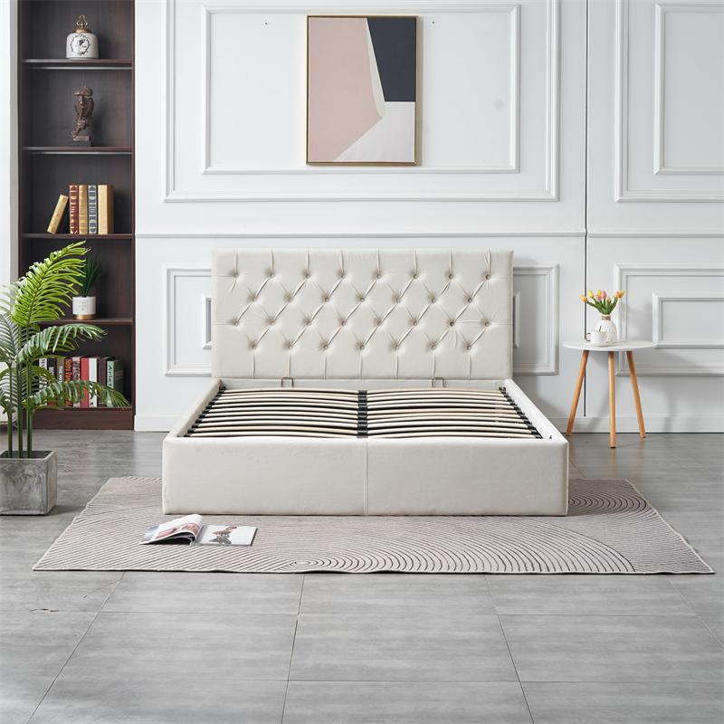 RIFA White Velvet Storage Bed Queen 6.3