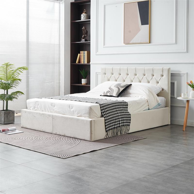 RIFA White Velvet Storage Bed Queen 6.3