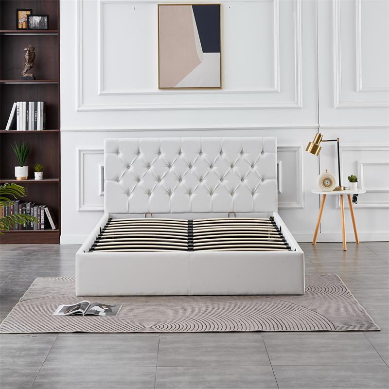 RIFA White Velvet Storage Bed Queen 6.3