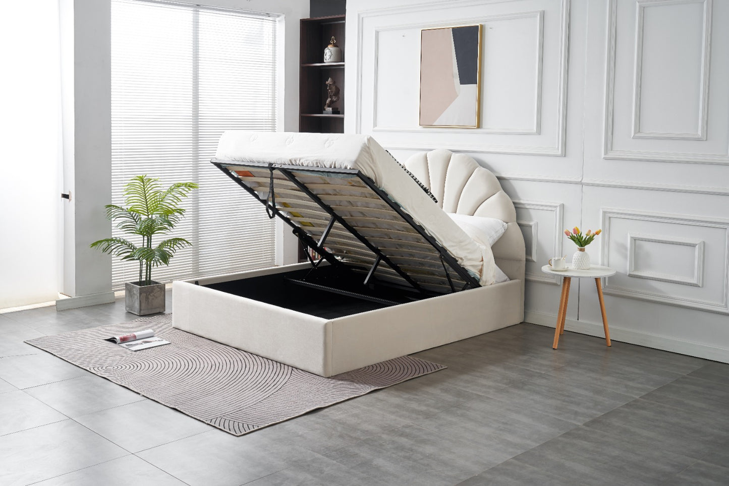 RIFA Lunar White Storage Bed Queen